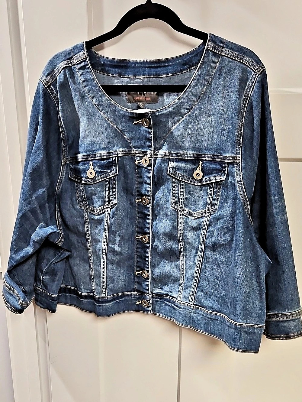 Torrid Collarless Crop Denim Jacket Blue 5X